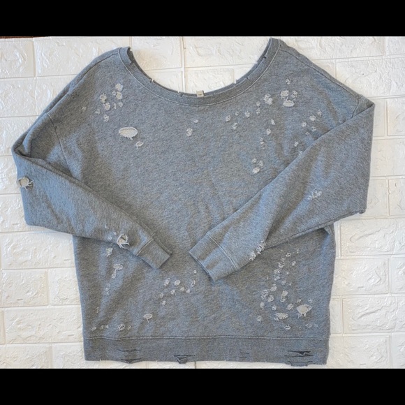 ripped crew neck sweatshirt